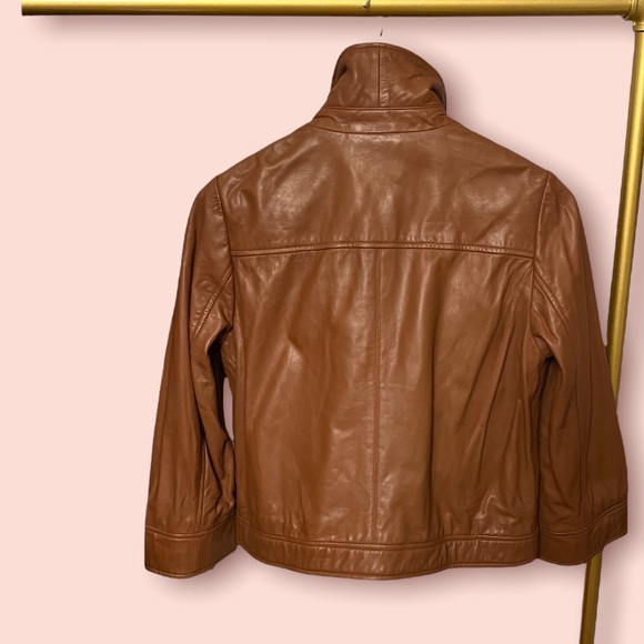 caramel brown leather bomber jacket PART TWO NWOT - Picture 2 of 3